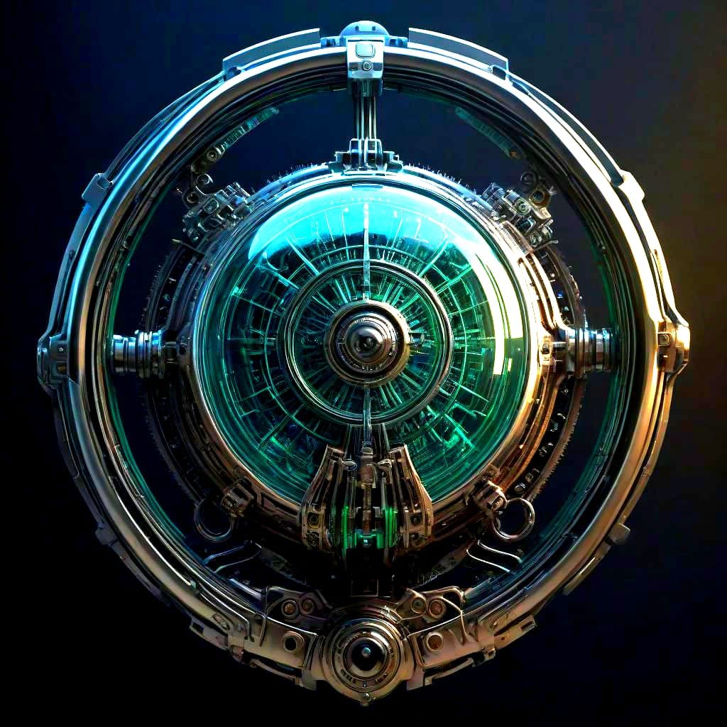 Futuristic Digital Security Network in Cool Blue and Green T...