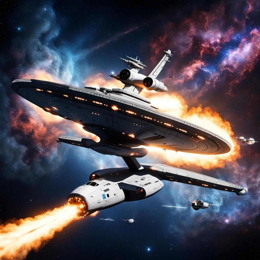 USS Enterprise Firing in Galactic Space