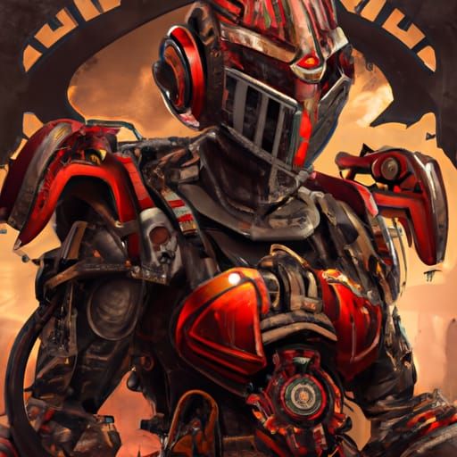 Armored Figure with Flamethrower in Industrial Setting