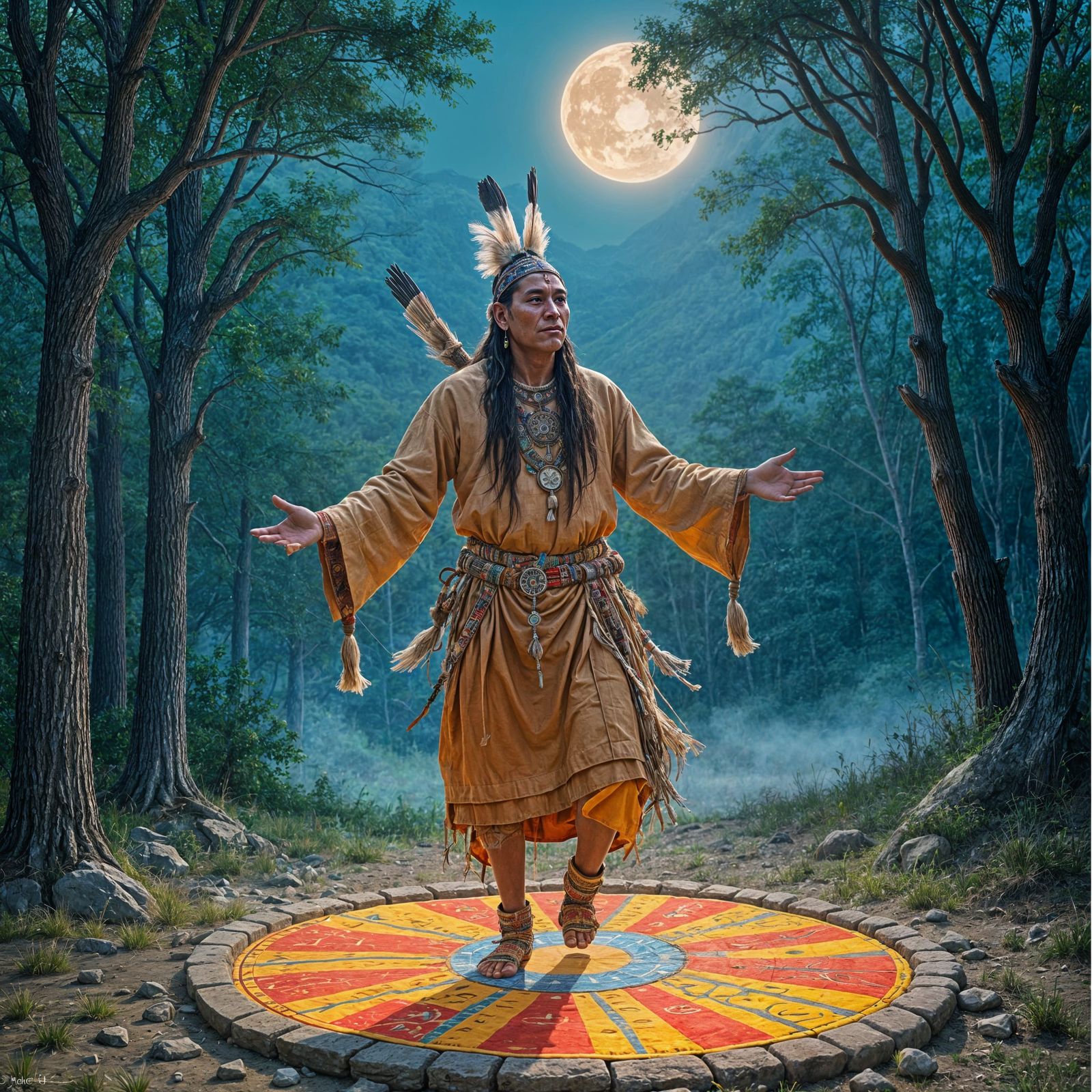 Shaman's Dance with Medicine Wheel