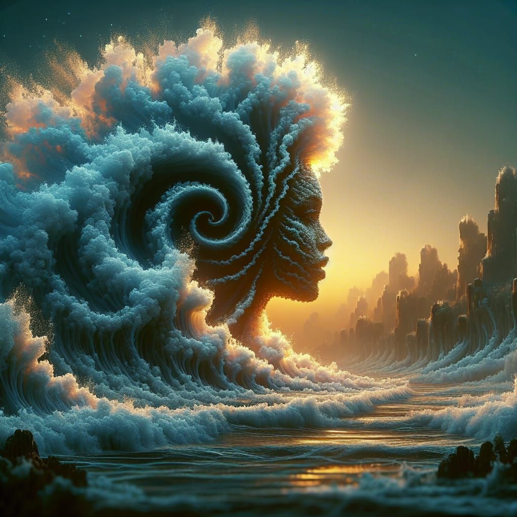 Wave Goddess: Photorealistic Shoreline Concept Art