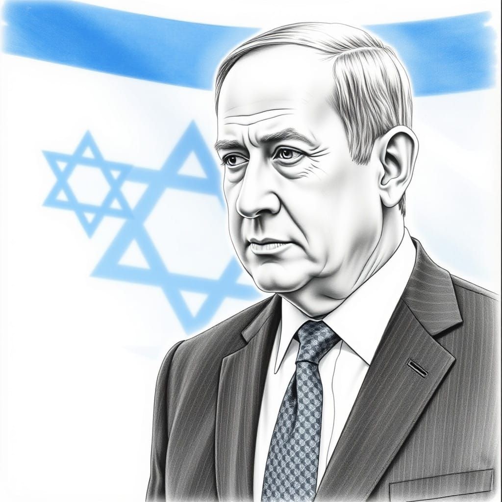 Bibi Netanyahu in Photorealistic Pencil Illustration