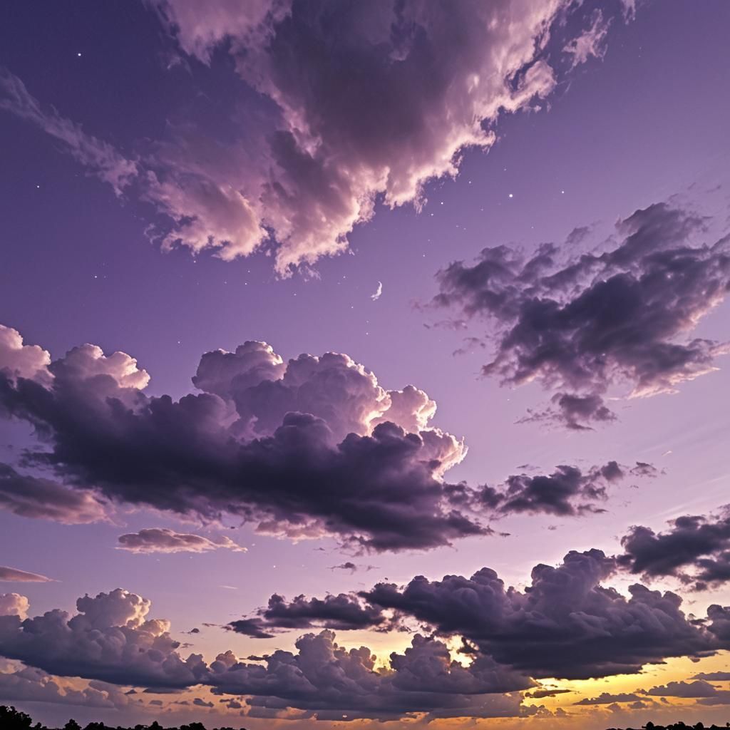 Violet April Sky with Gentle Starlight