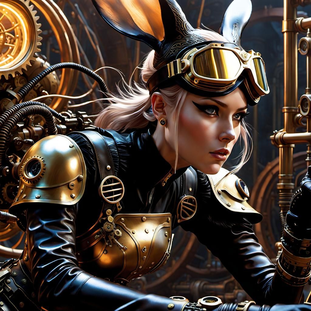 Alice in Steampunk World of Mechanical Creatures