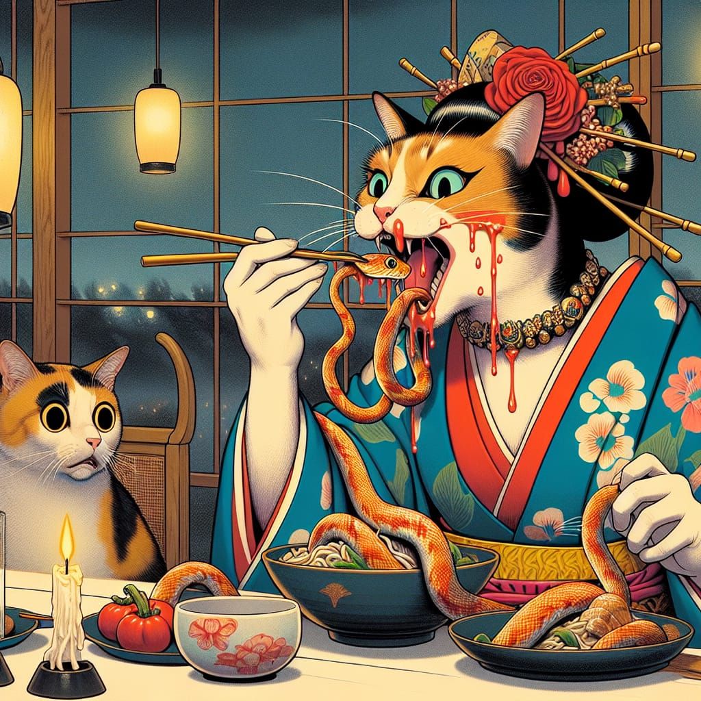 Cat's Romantic Dinner Turns High Fantasy