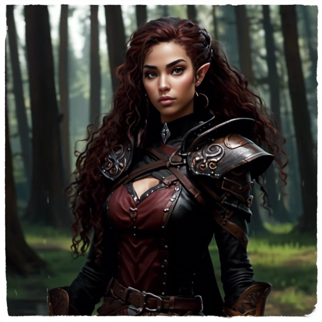 High Elf Rogue with Braided Red Hair in Armor
