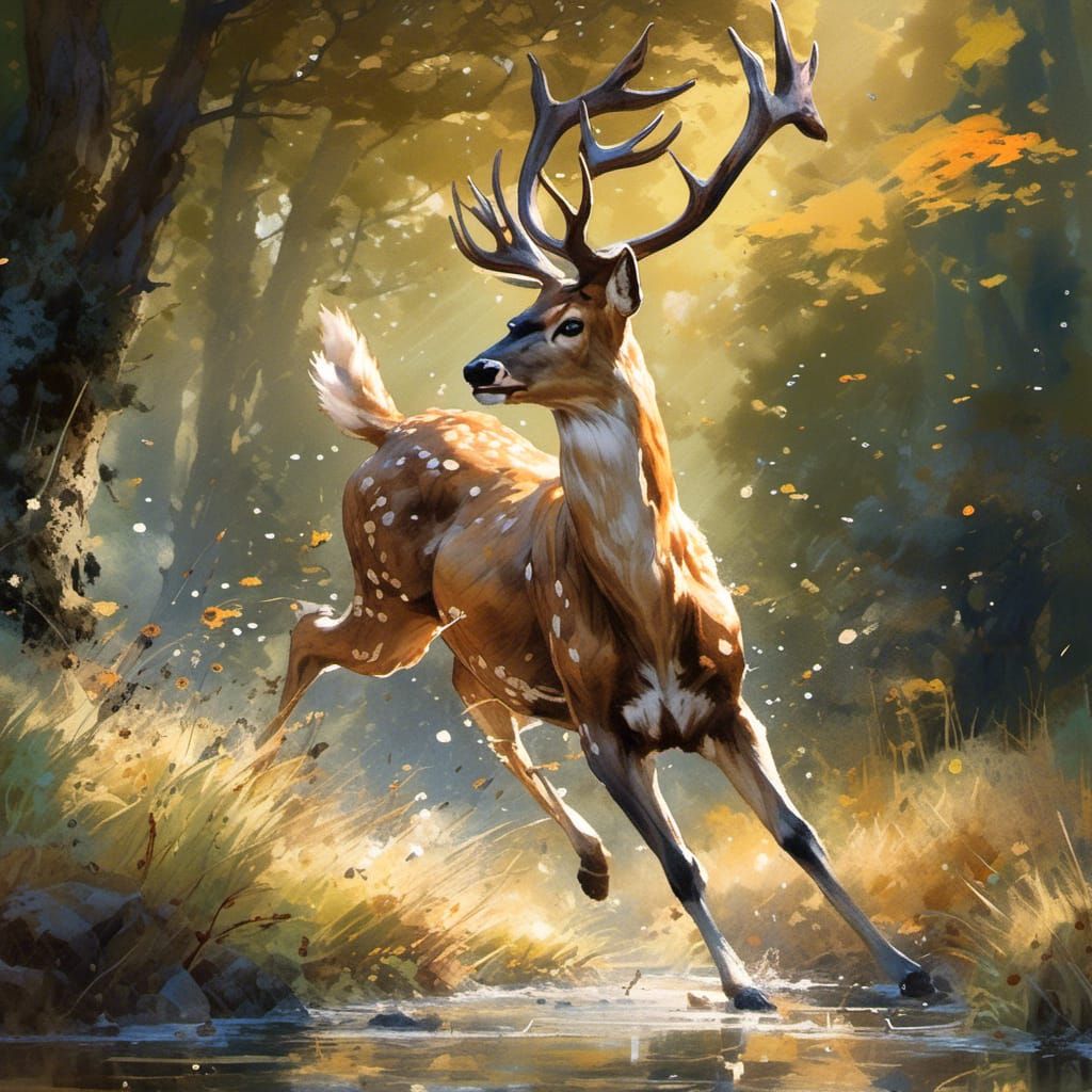 Leaping deer