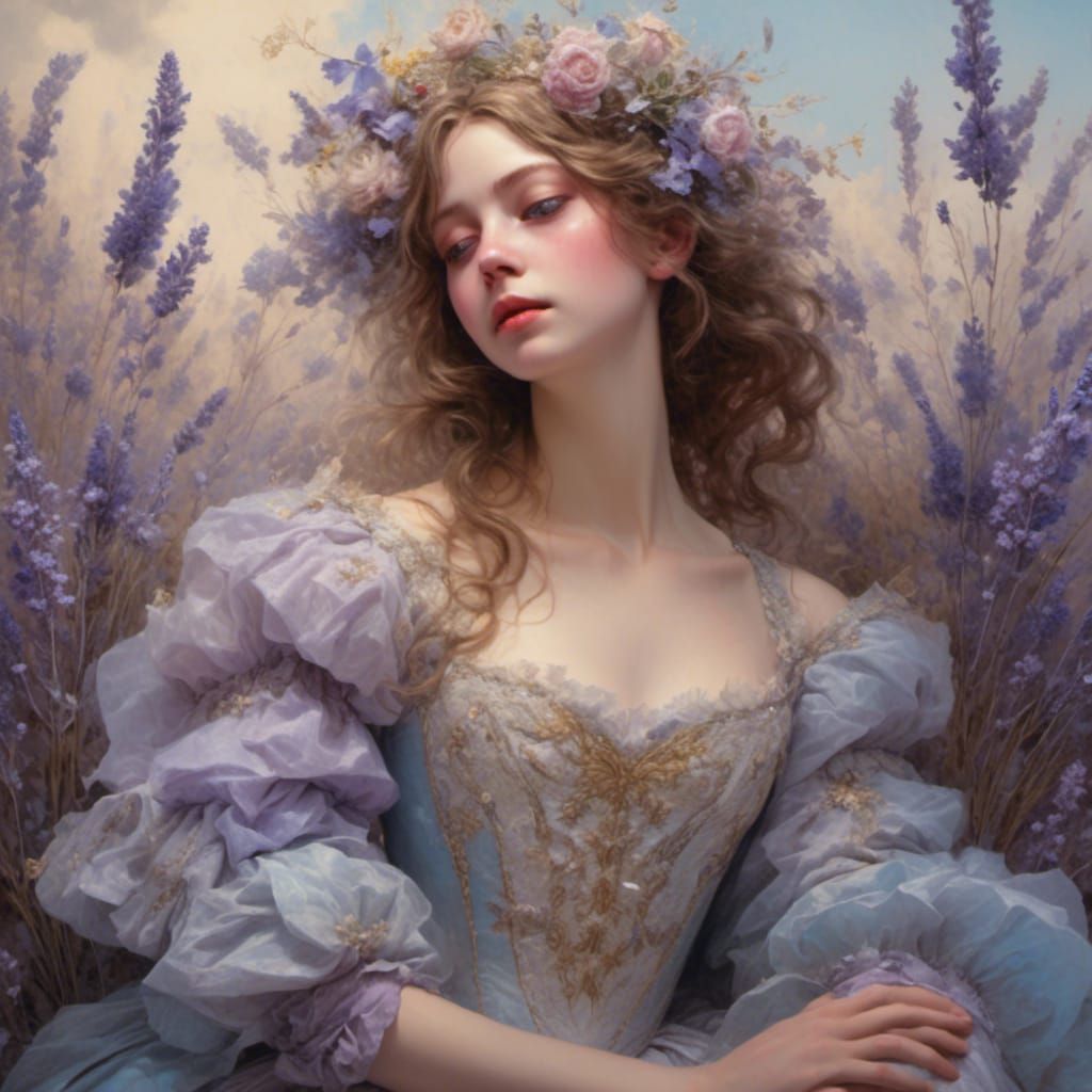 Elegant Woman in 19th-Century French Attire