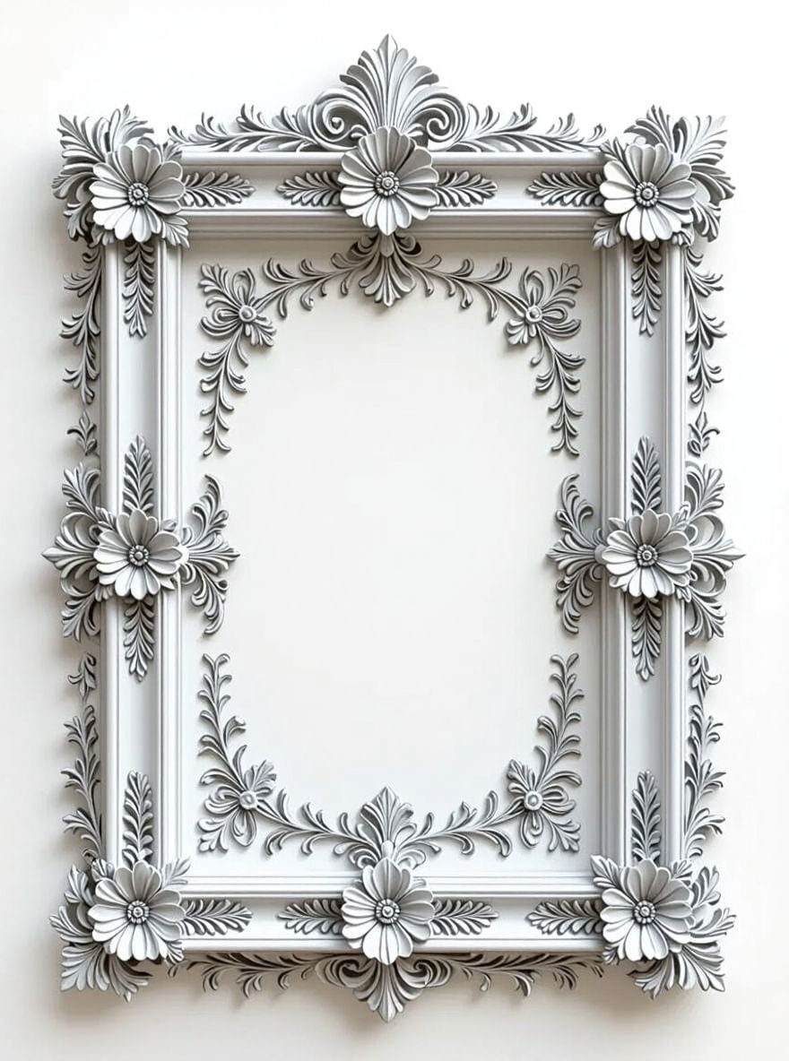 Ornate Floral Frame with Arched Top in Vintage Style