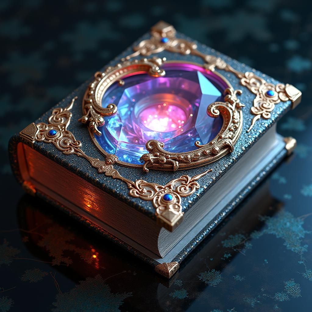 Crystal Book Reflected in Iridescent Jewel