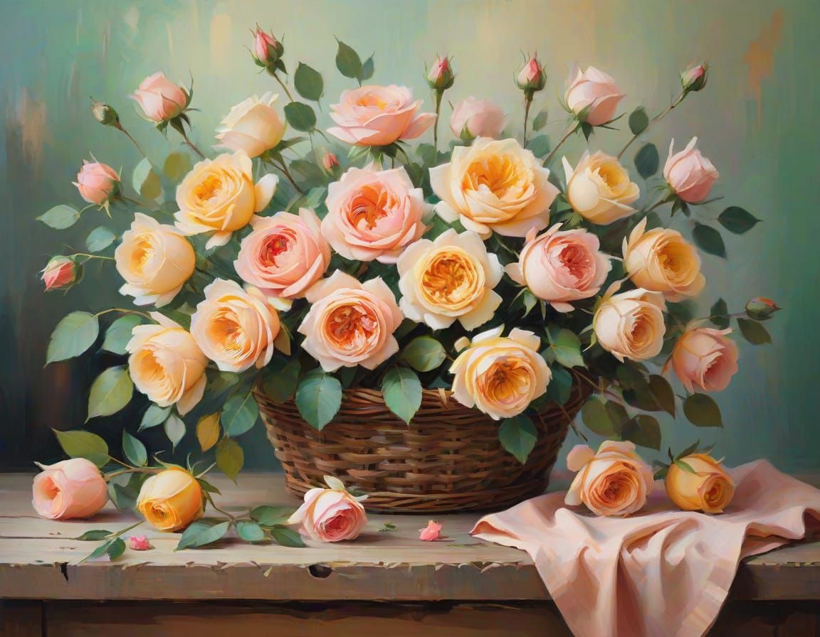 Romantic Floral Still Life in Impressionist Style