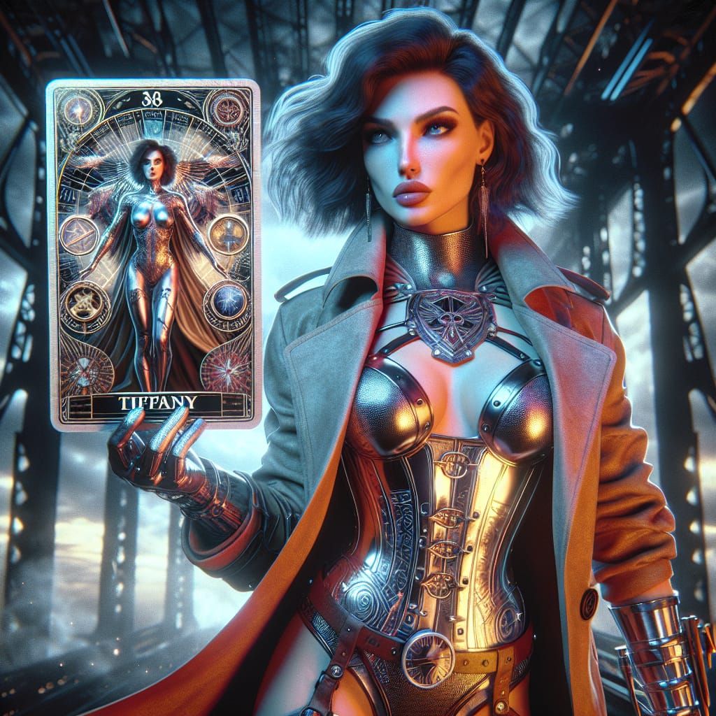 Hyperrealistic Superheroine with Ace of Cups Tarot Card