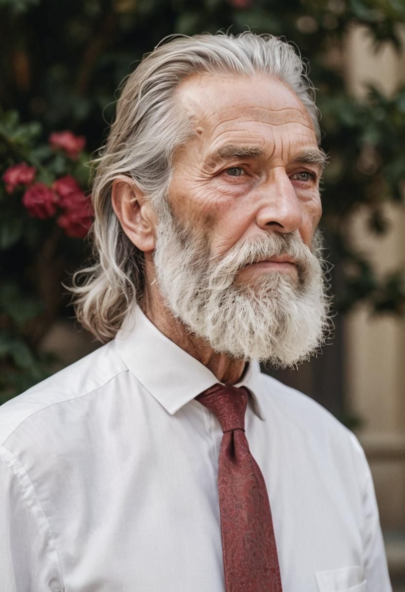 Hyper-Realistic Portrait of an Old Man in Executive Suit