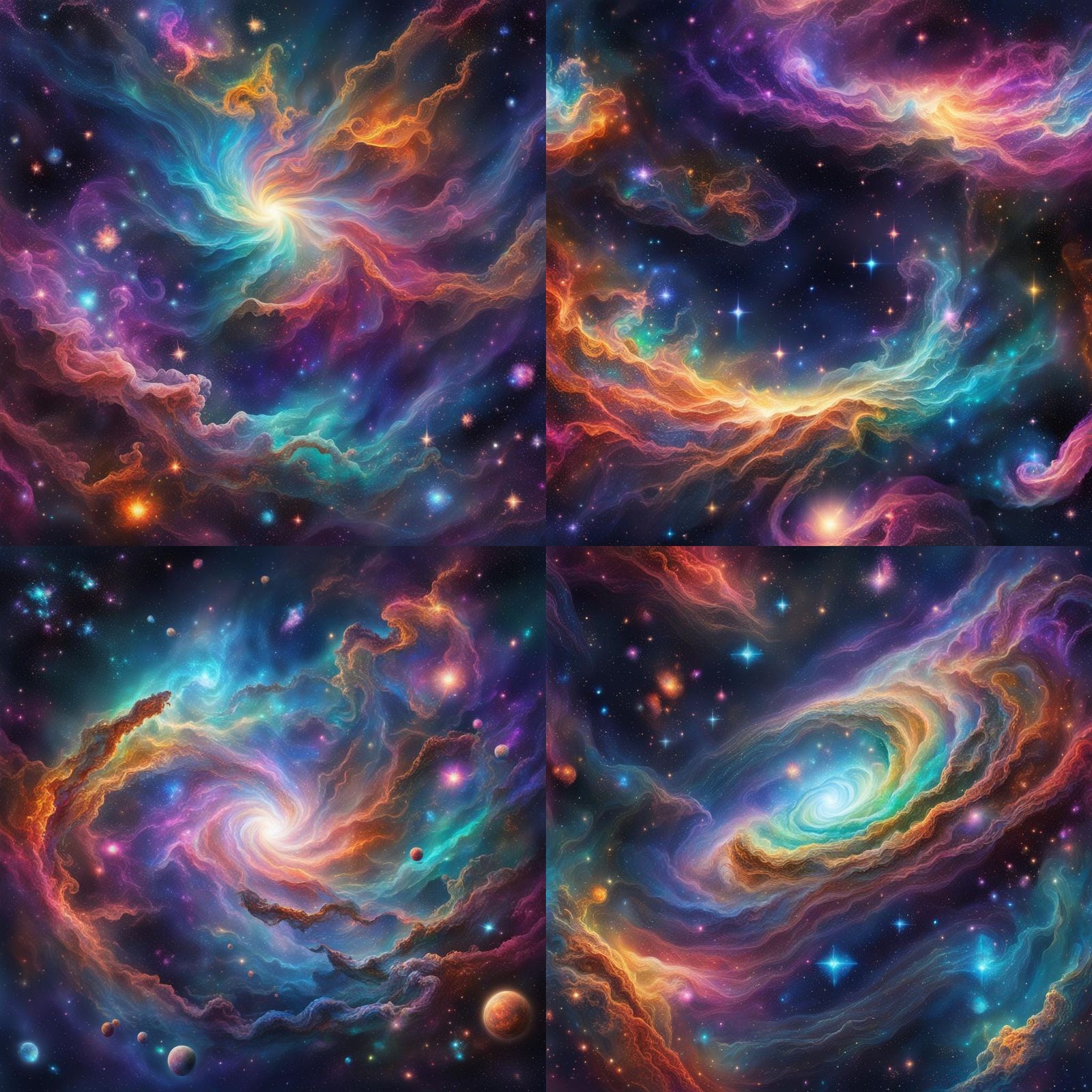 Holographic Nebula Galaxy in Mixed Media Style