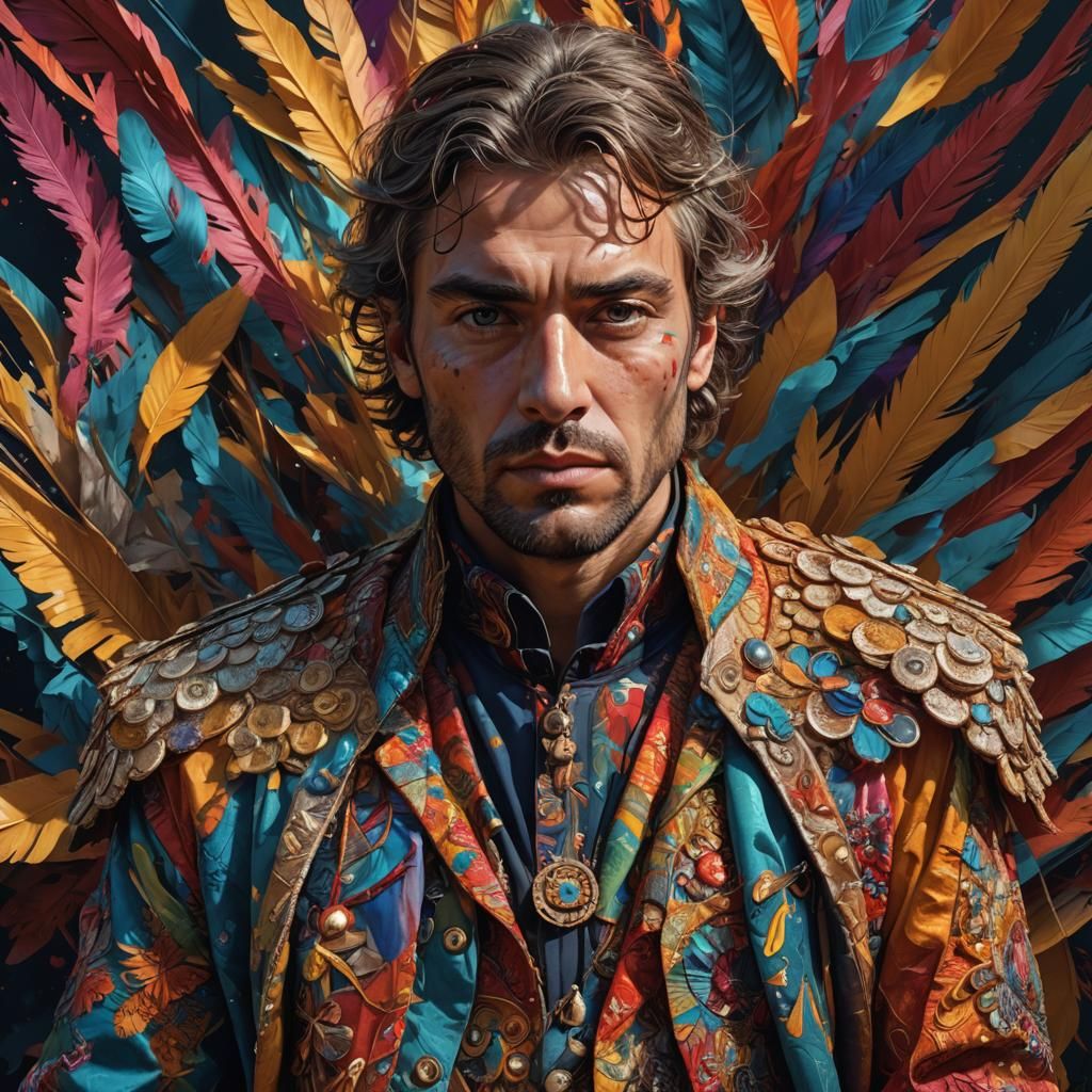 Hyperrealistic Portrait with Vibrant Splash Art Background