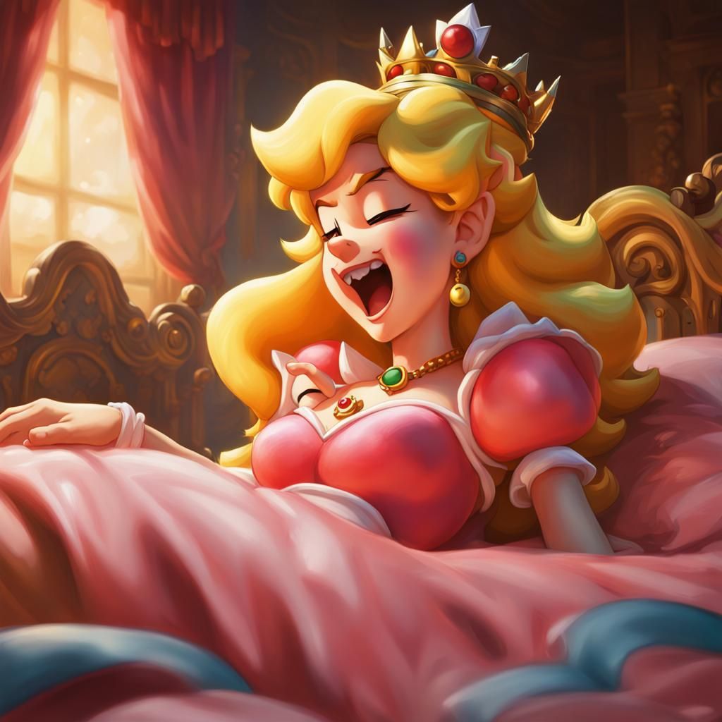 Princess Peach Tickled by Bowser: Hyperrealistic Splash Art