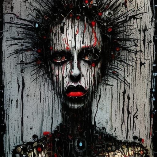 Gothic Surrealism: A Colorful Neon Masterpiece