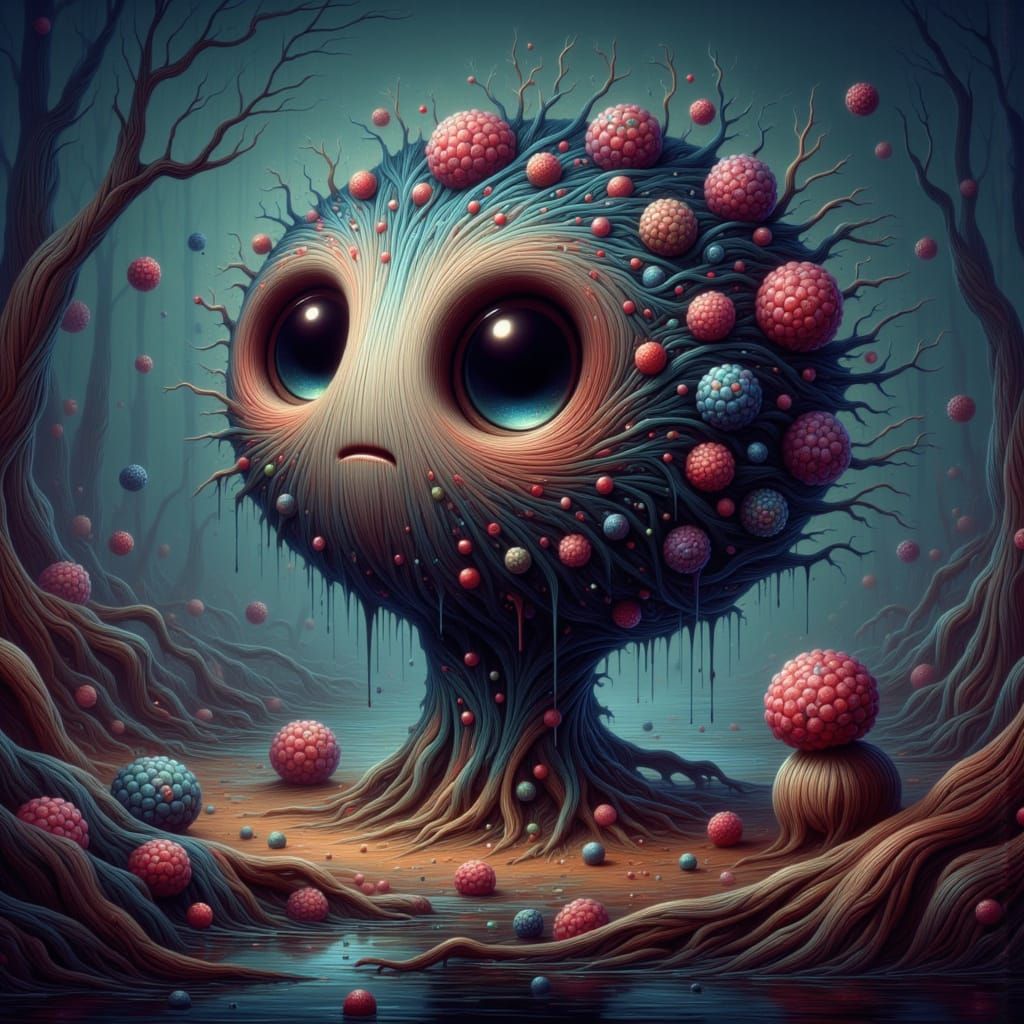 Fantasy Creature Among Berries