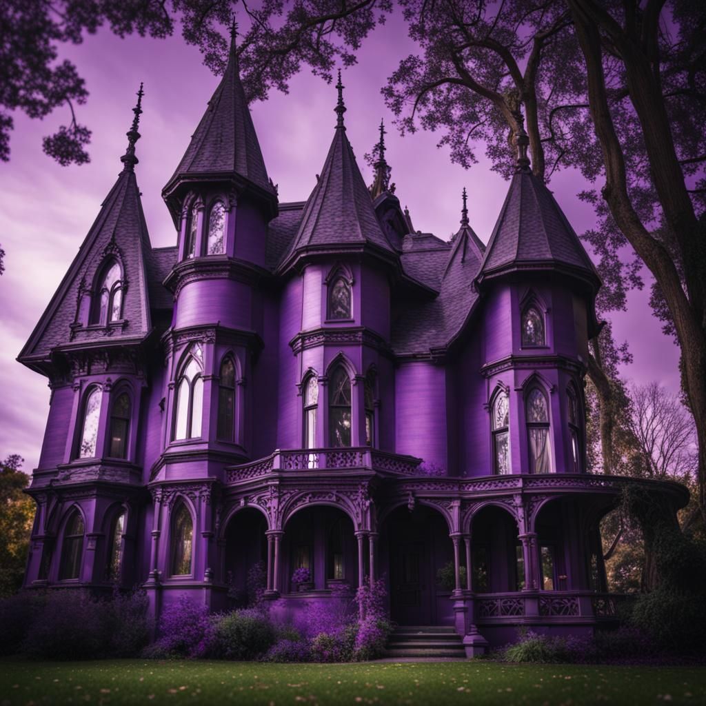 Beautiful Purple Gothic House in Natural Lighting