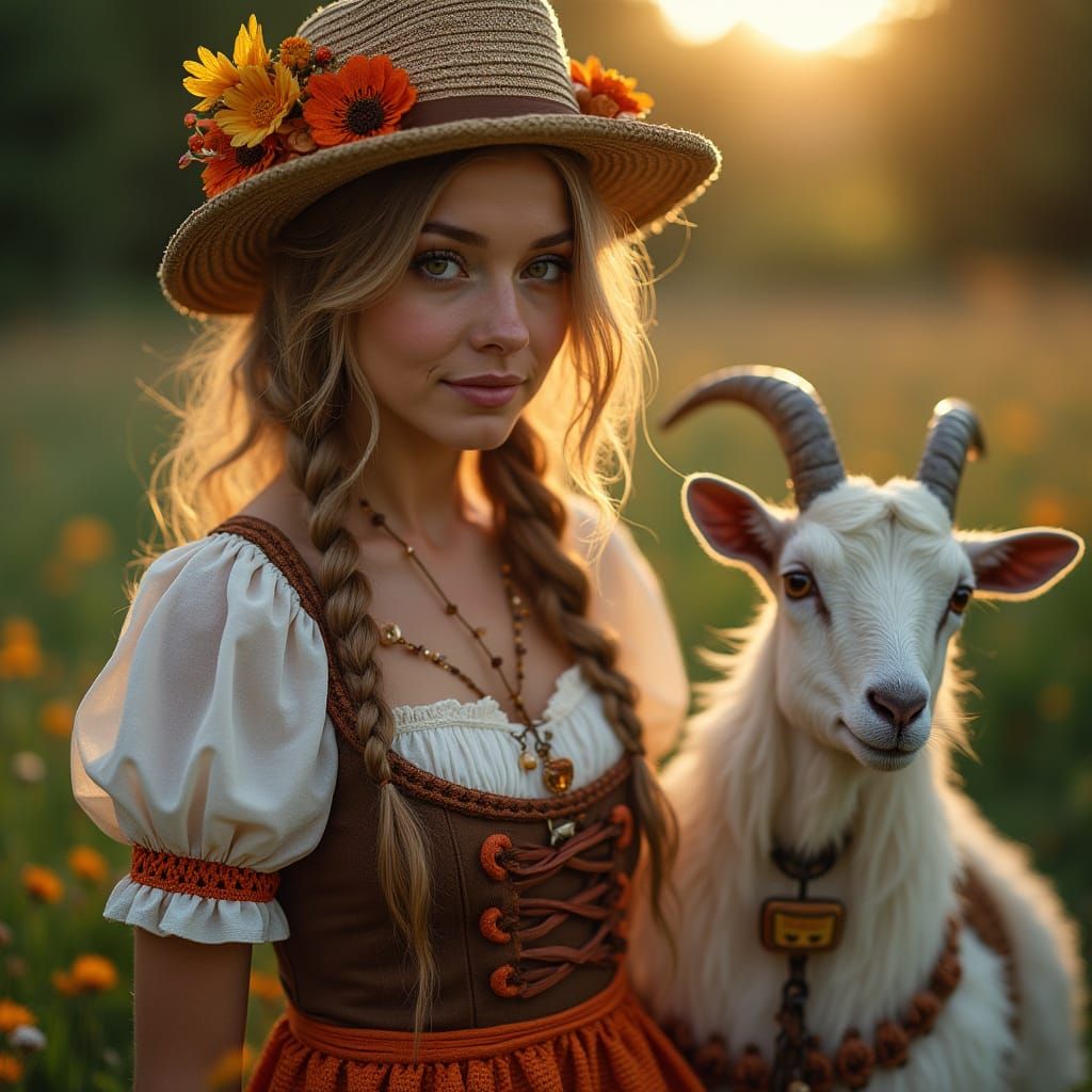 Bavarian Hippie Goddess in Magical Dirndel Dress