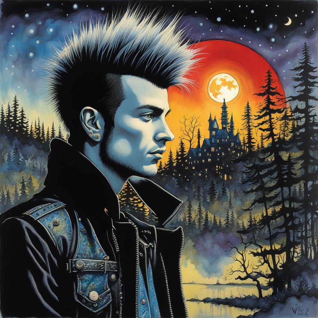 Punk Rock Portrait in Romantic Moonlight