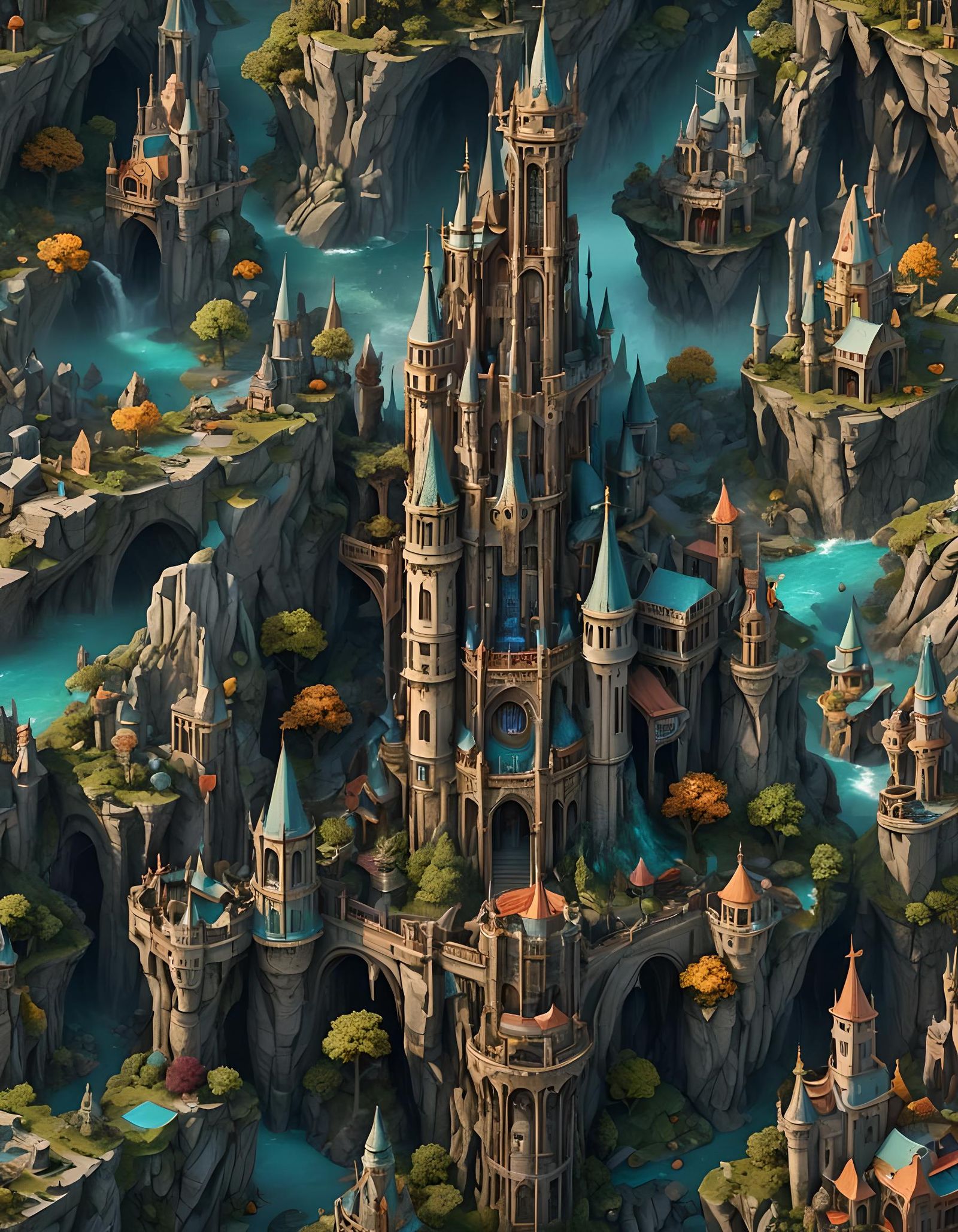 Detailed Fantasy Logo Design in Deep Color