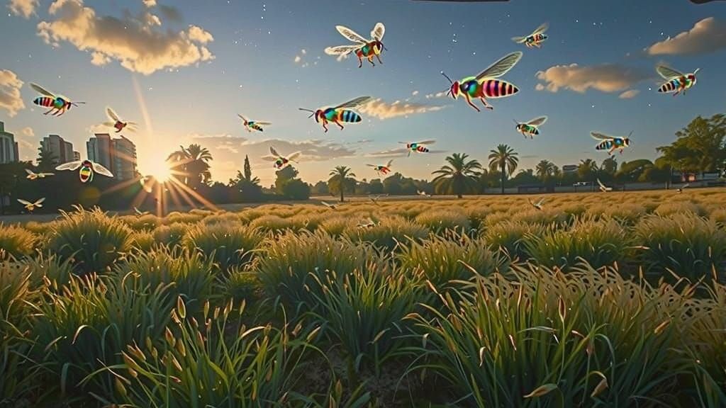 Electric Bees Conquer the City Streets in Neon Color