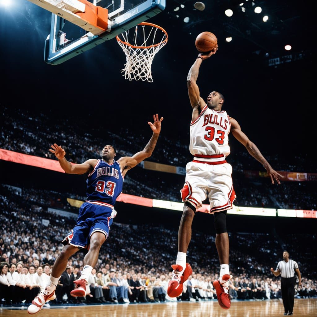 Michael Jordan's Dramatic Mid-Air Slam Dunk