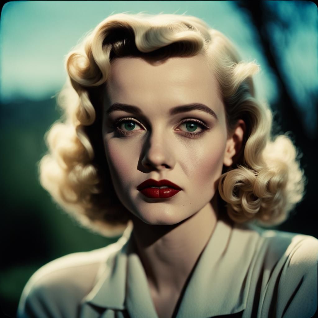 Glamorous Portrait of a Blonde Woman in Classic Hollywood St...