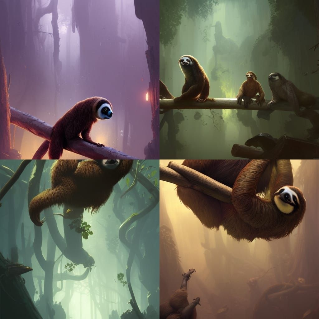 Sloths in Dark Fantasy Style, 8k Resolution