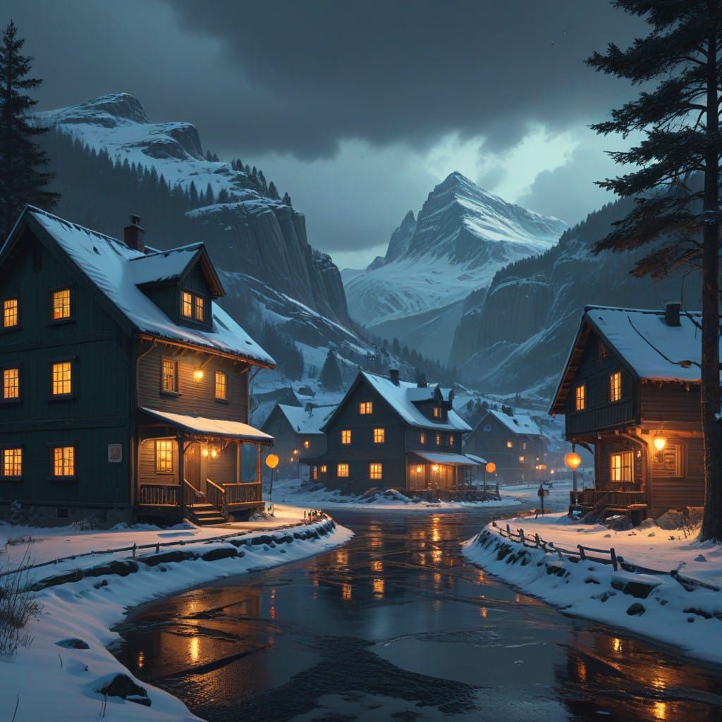 Winter Village Masterpiece in Cinematic HDR