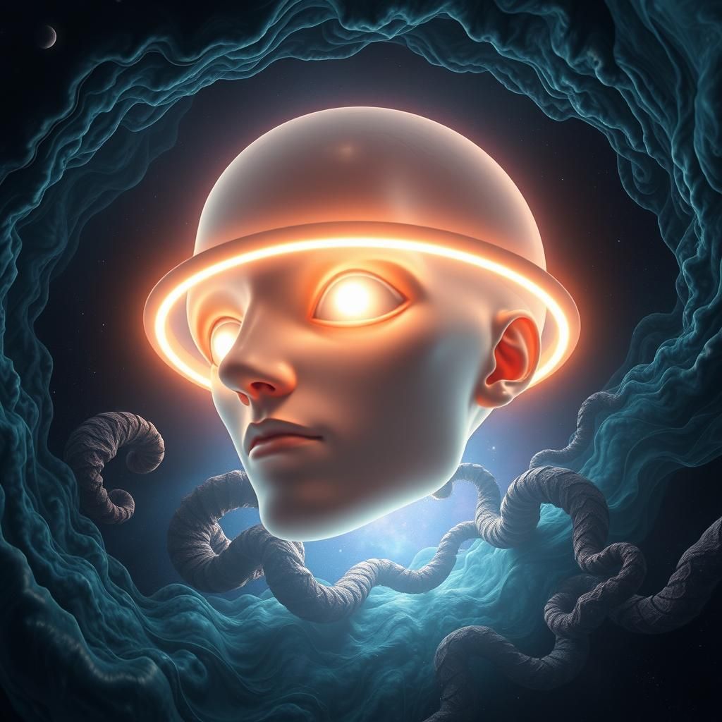 Ethereal Human Head in Space: A Digital Art Dream