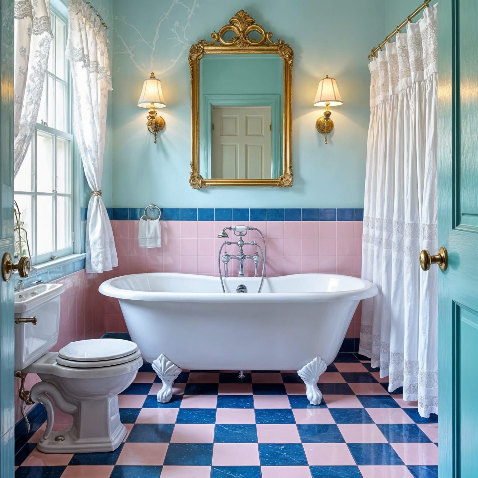 1930s Bathroom with Clawfoot Tub in Beaux-Arts Style