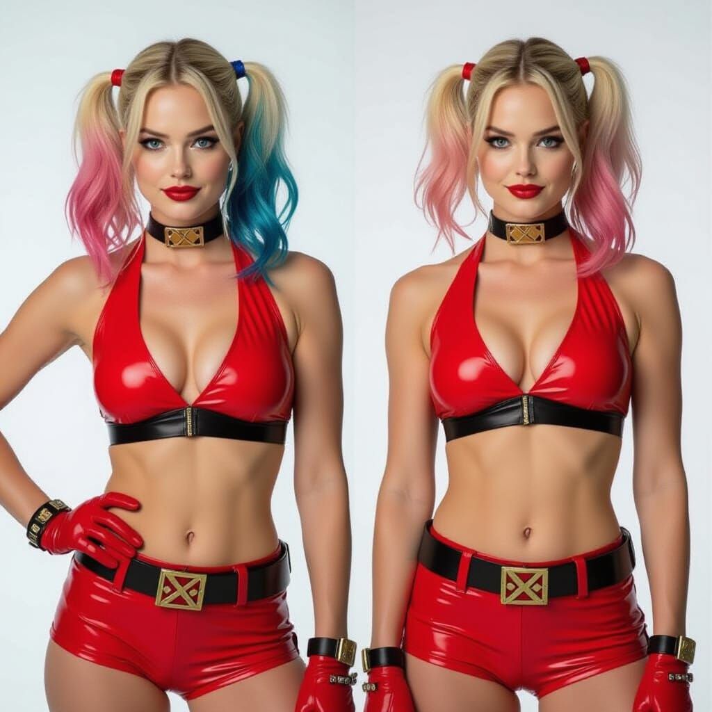Harley Quinn Inspired Character in Red Hot Pants