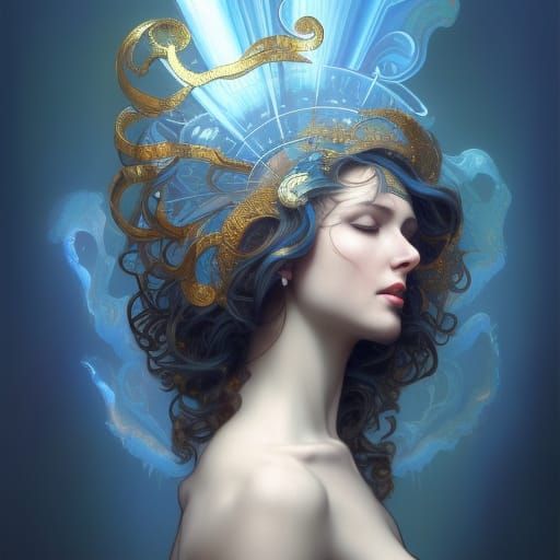 Divine Feminine Portrait in Airbrush Style