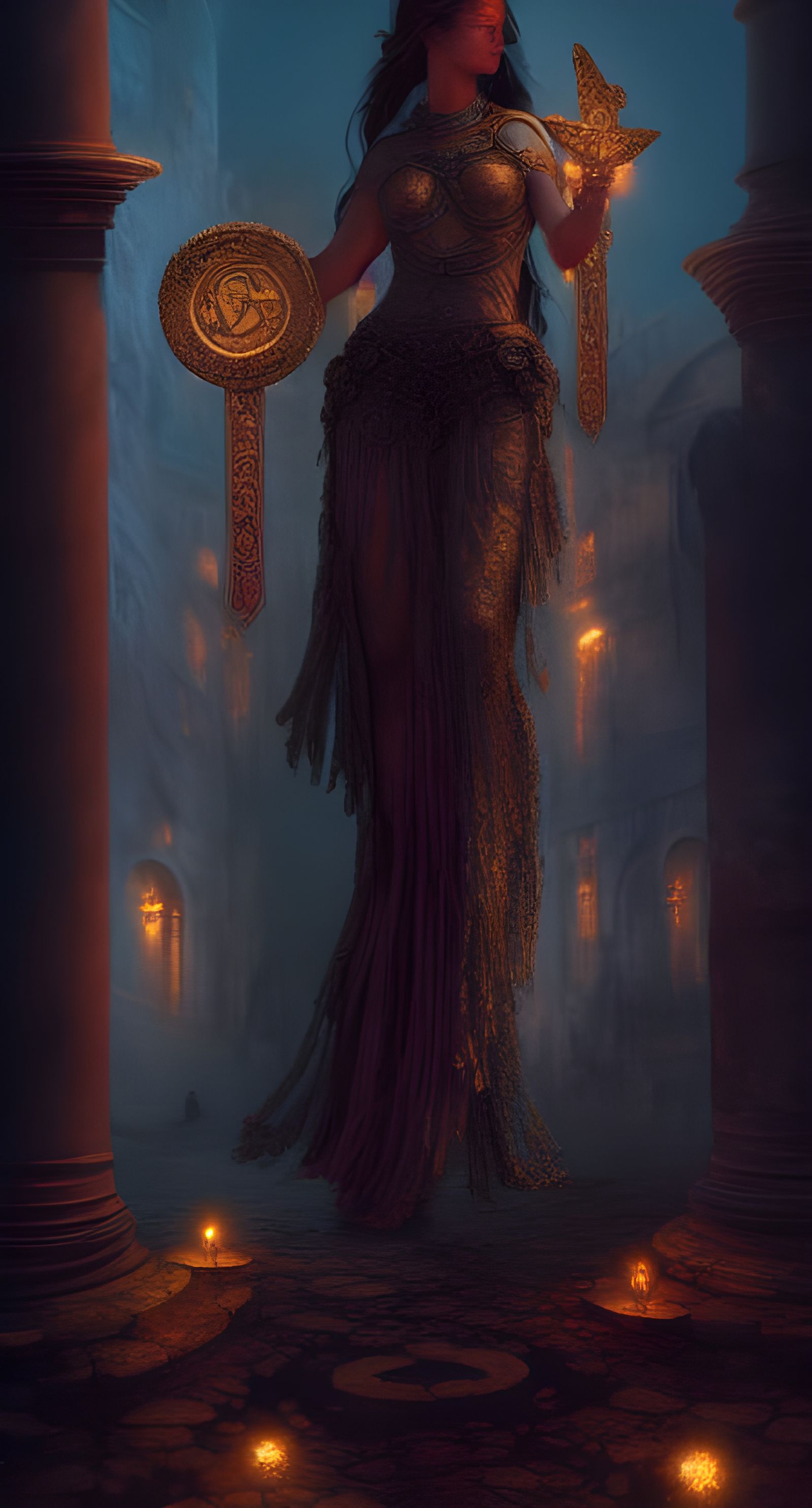 Fractal Roman City Disintegration in Art Nouveau Style