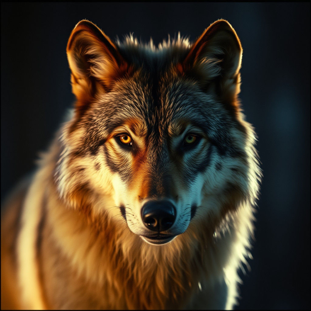 Majestic Wolf Portrait with Cinematic Lighting