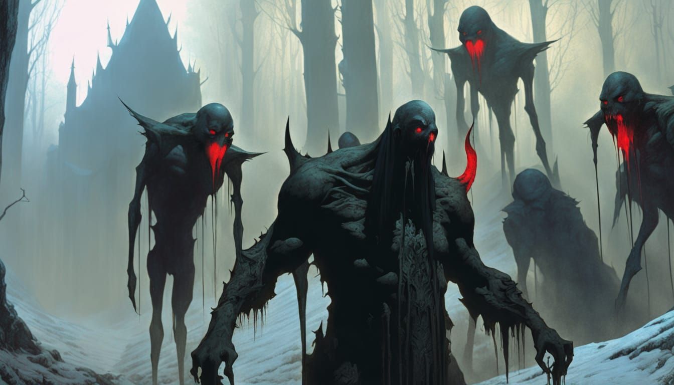 Eerie Creature Lurks in Dark Dystopian Forest