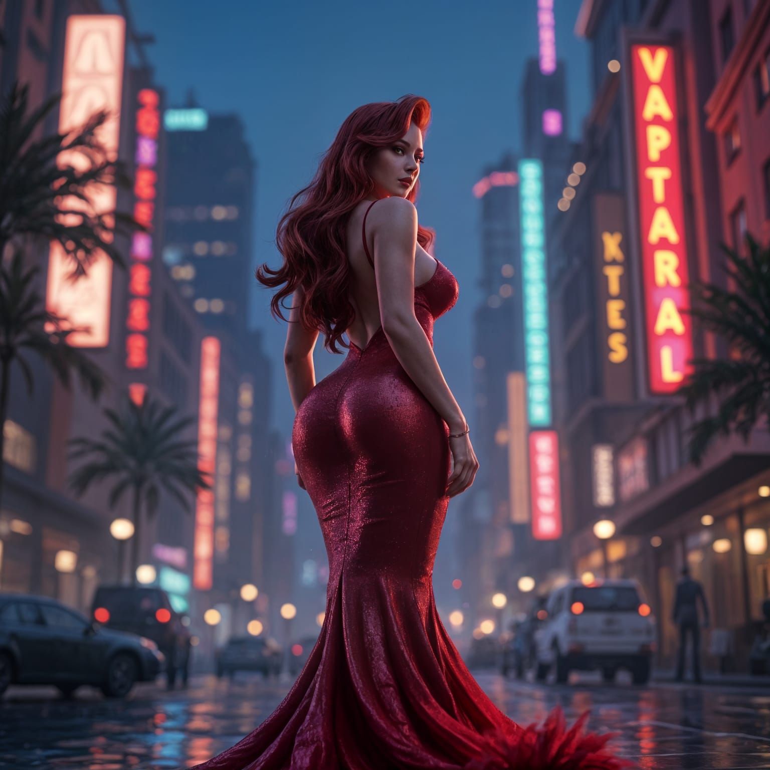 Detailed Matte Painting of Jessica Rabbit