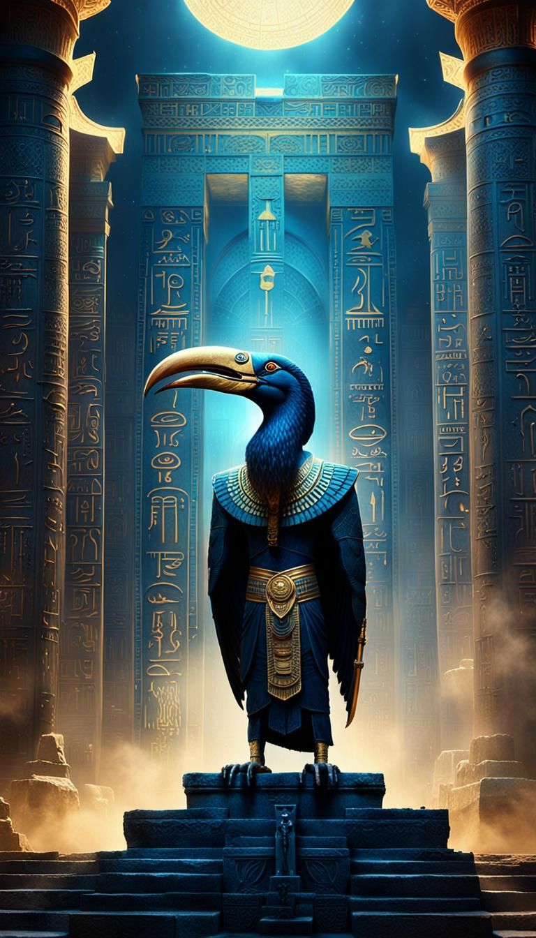 Thoth in Mystical Egyptian Temple: Digital Matte Painting