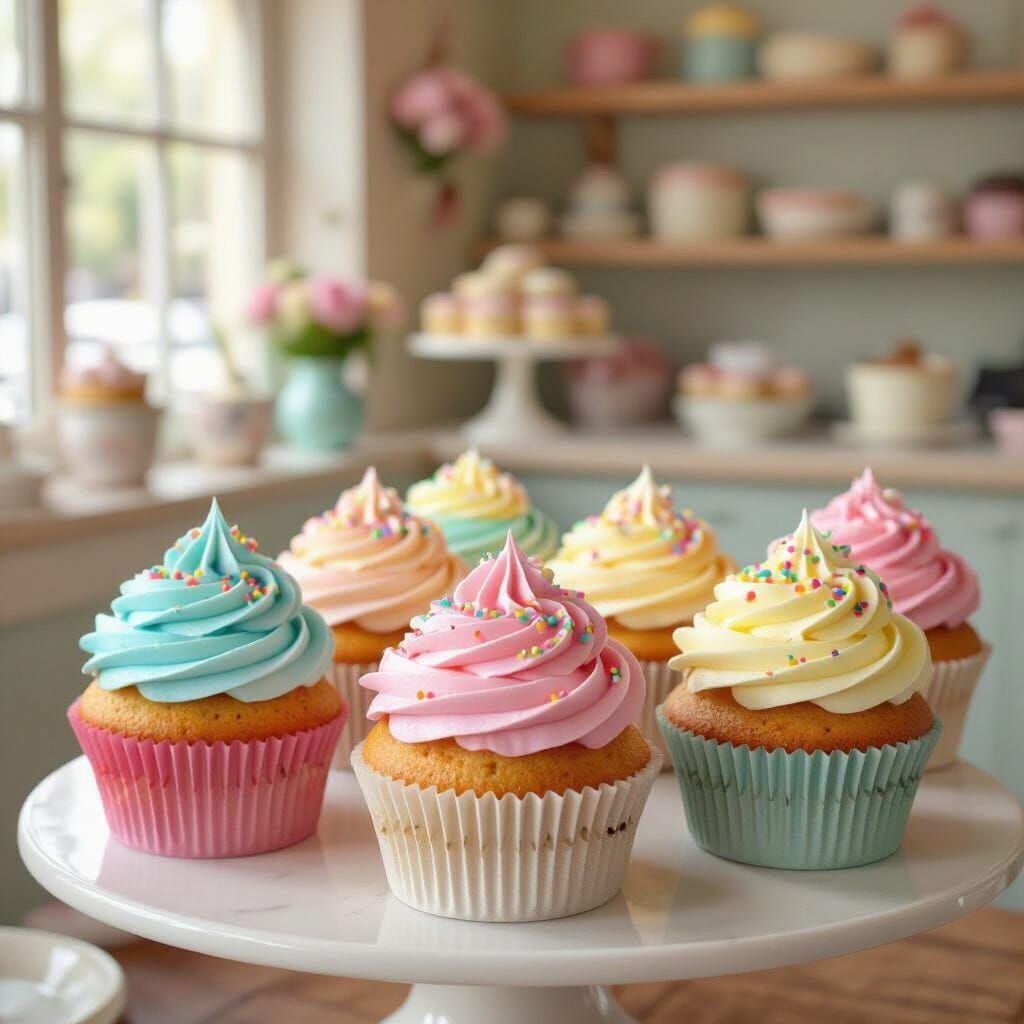 Colorful Cupcakes in Whimsical Style