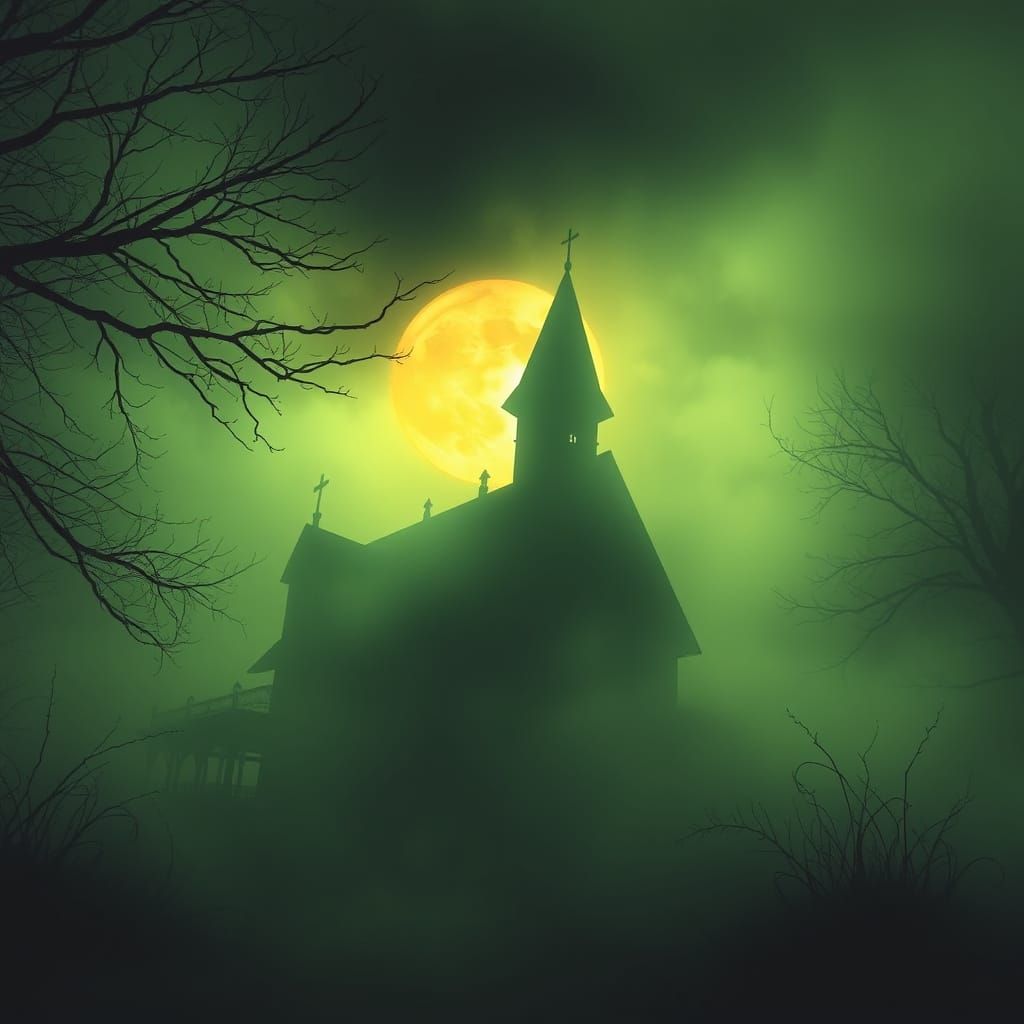 Haunted Landscape With Fog And Sunlight