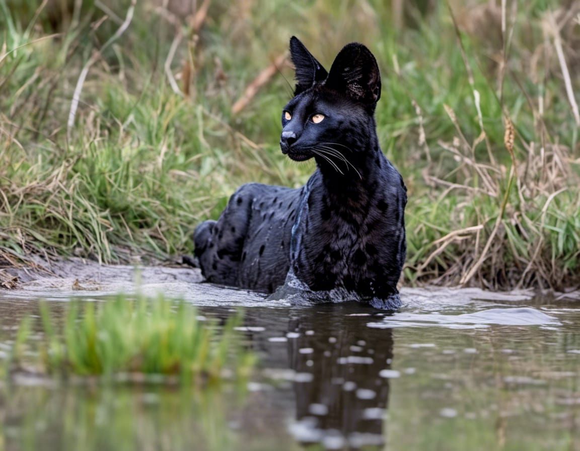 Fine-Tuned Model – Melanistic Serval 10 – 4:3 Format