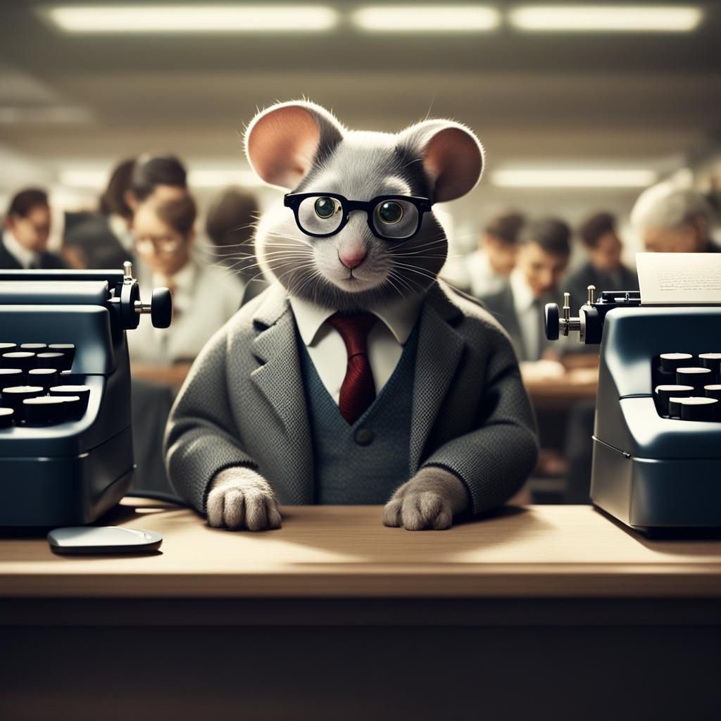 Realistic Mouse Business Queue at Admin Counter