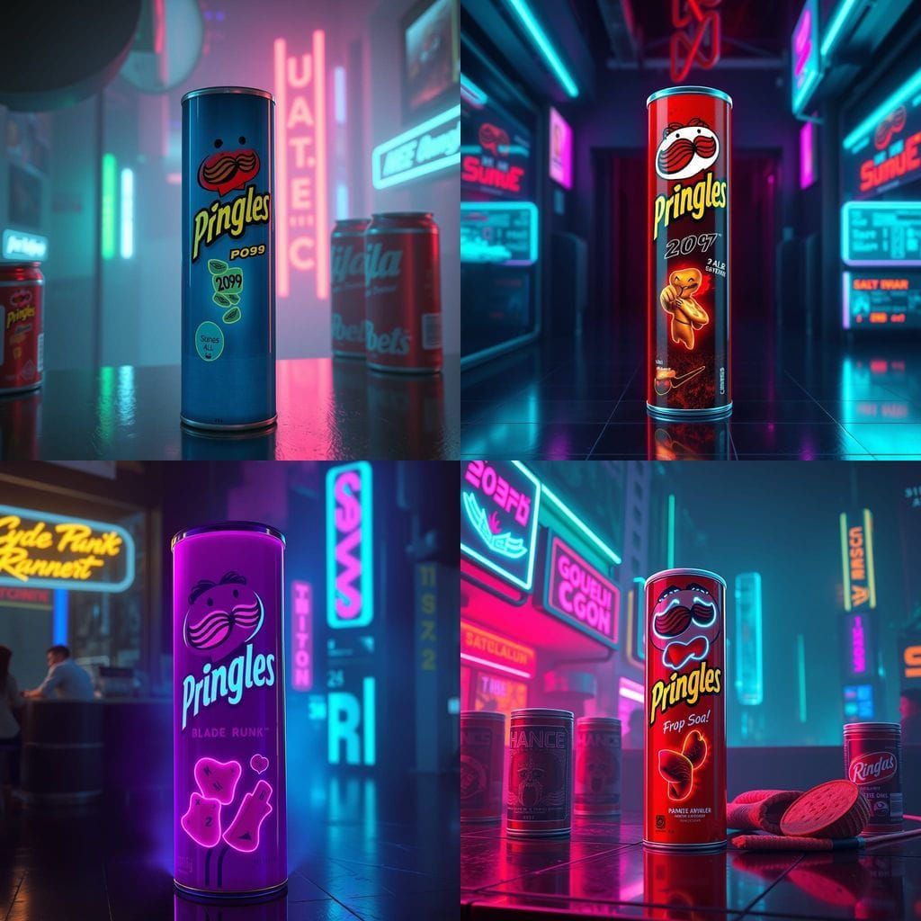 Pringles in Cyberpunk 2099 Neon Cityscape