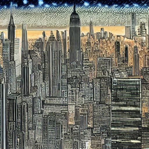 New York Skyline in Tim Burton Style