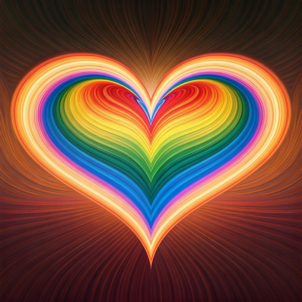 Vibrant Rainbow Heart in Whimsical, Ethereal Style