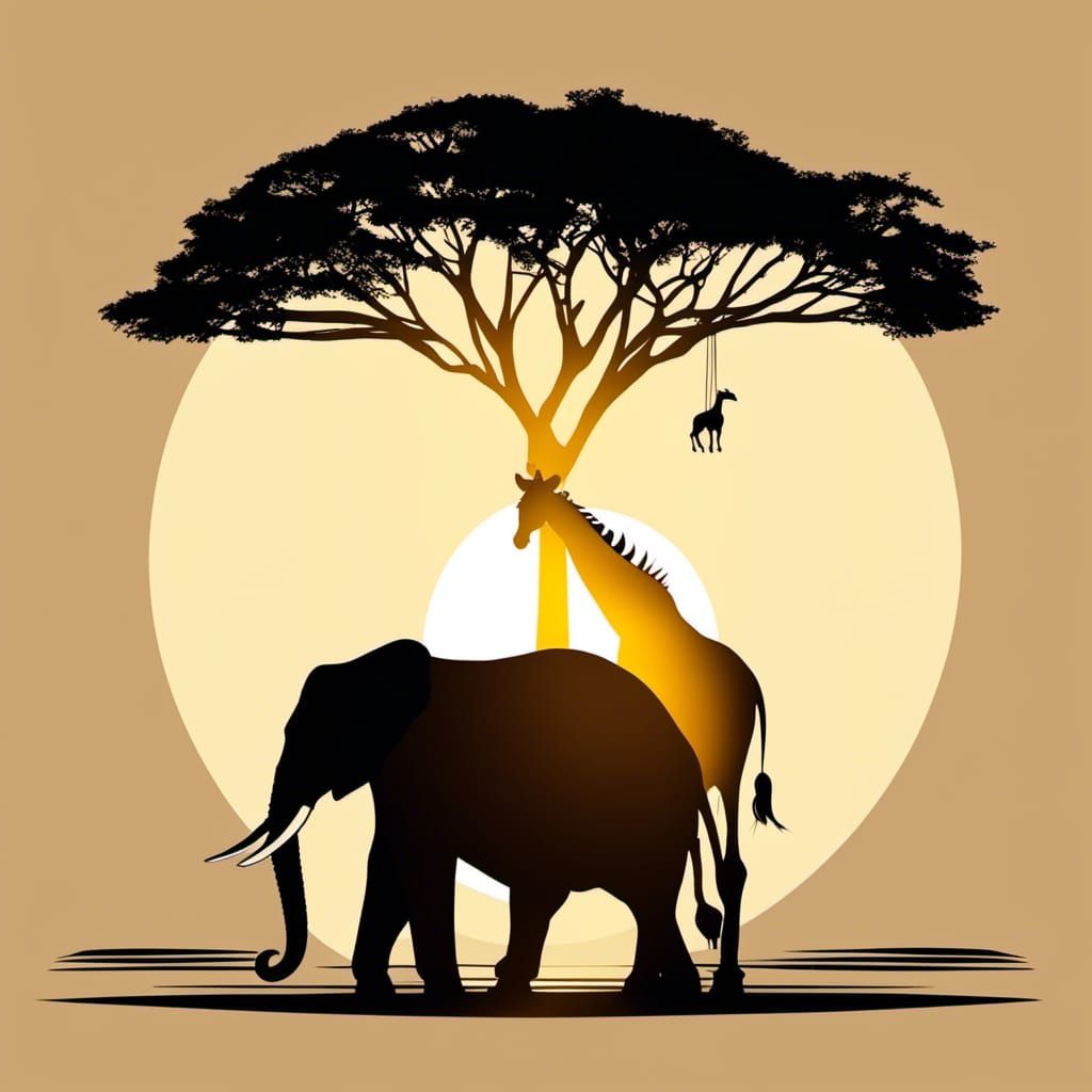 Elephant and Giraffe Shop in Immense Supermarket