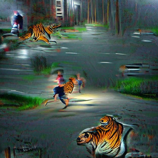 Tiger Chasing Kids: Hyperrealistic Film Noir