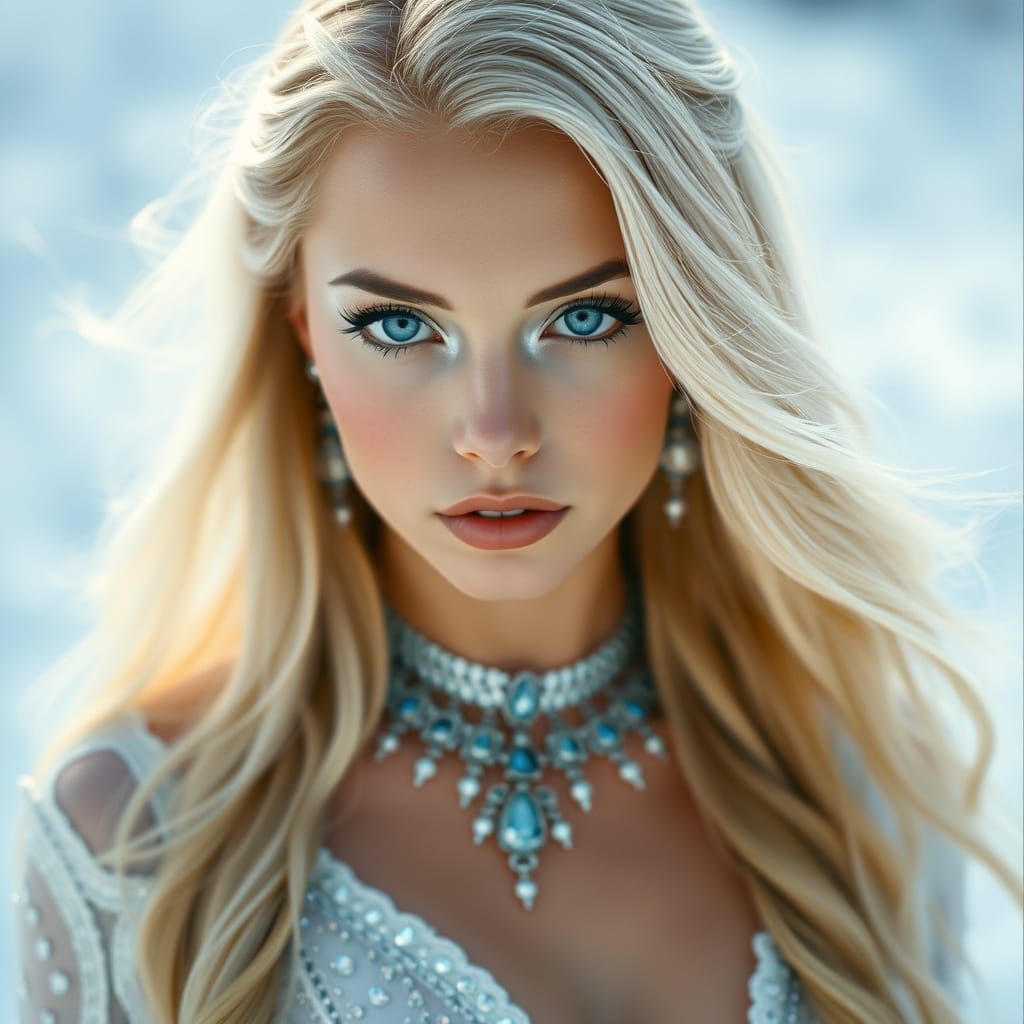 Goddess in Winter Wonderland with Cinematic Lighting